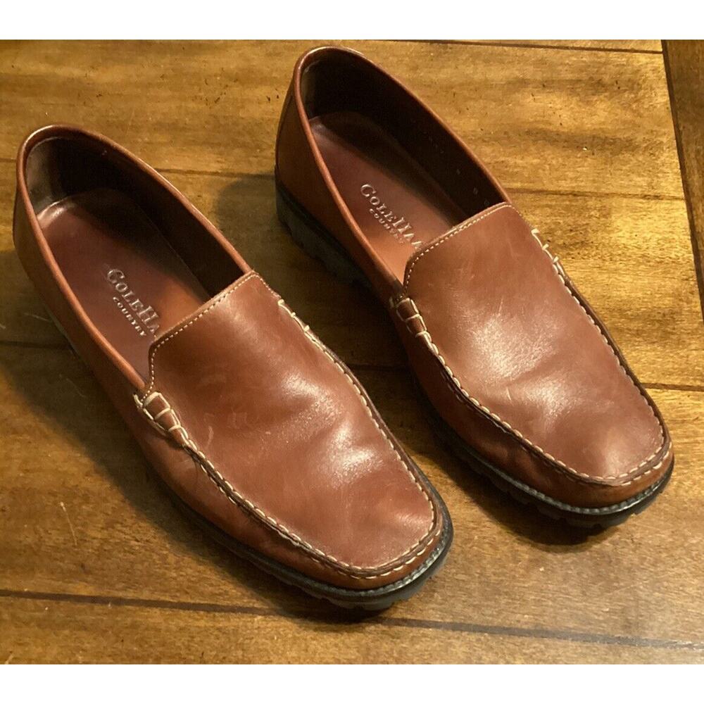 Women's Cole Haan Country Vtg 8 Shoes Brown Leather Slip On Flat Loafers D17937 - Picture 2 of 8